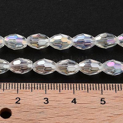 Прозрачные стеклянные бусины гальваническим пряди EGLA-A037-T6x8mm-B01-1