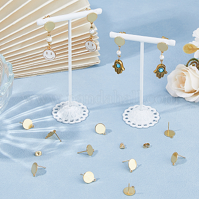 2 стиль 201 и 304 фурнитура для сережек-гвоздиков из нержавеющей стали STAS-HS0001-17-1