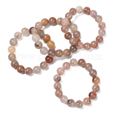 Женские браслеты из круглых бусин натурального кварца толщиной 12 мм BJEW-G756-02B-1