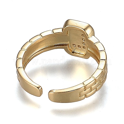 Латунные кольца из манжеты с прозрачным цирконием RJEW-H538-02G-L-1