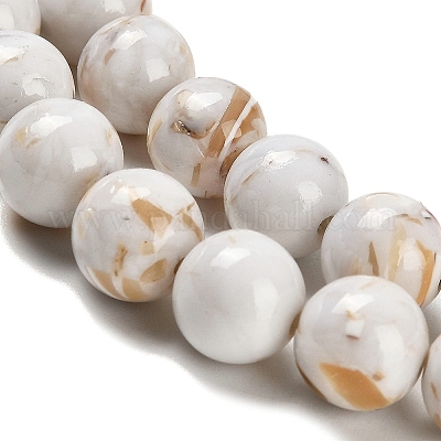 Собранные нити бусин из синтетического камня и ракушек трохус X-G-B128-08C-01-1