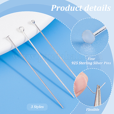 30 шт. 3 стиля 925 булавки из стерлингового серебра STER-PH0001-86-1