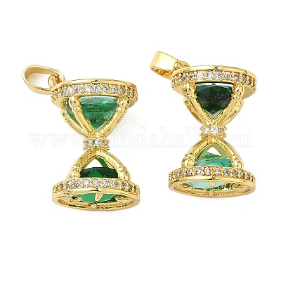 Латунные микропаве прозрачные подвески с фианитом KK-B139-04G-02-1