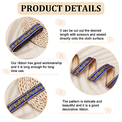 Жаккардовые ленты в этническом стиле из полиэстера SRIB-WH0011-198A-1