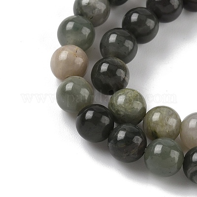 Нити бусин из натурального зеленого рутилированного кварца X-G-Q462-61-6mm-1