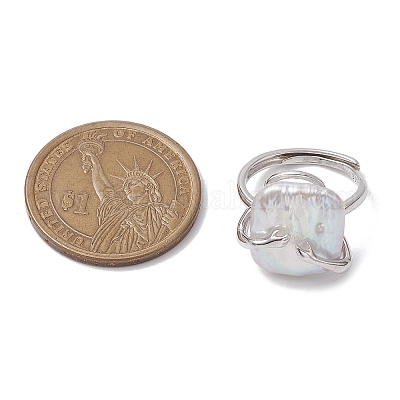 Регулируемые кольца с квадратным натуральным жемчугом RJEW-P113-10P-1