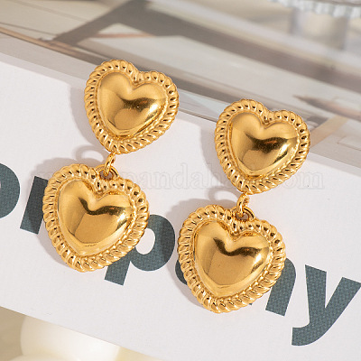 Серьги-гвоздики в форме сердца из нержавеющей стали 304 CY2575-1-1