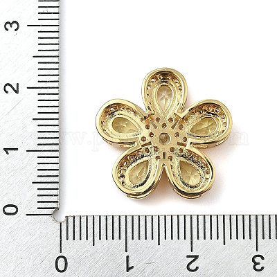 Звенья из латуни с одним лепестком и кубическим цирконием в виде многорядного цветка KK-I276-30G-01-1