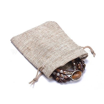 Три петли натуральные тигровые глазки браслеты обернуть BJEW-JB04247-02-1