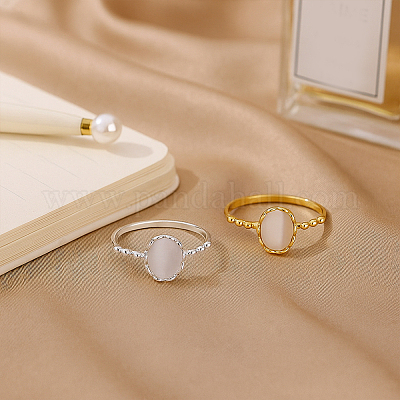 2 шт. 2-х цветные кольца из латуни и кошачьего глаза для женщин RJEW-GO0001-24-1