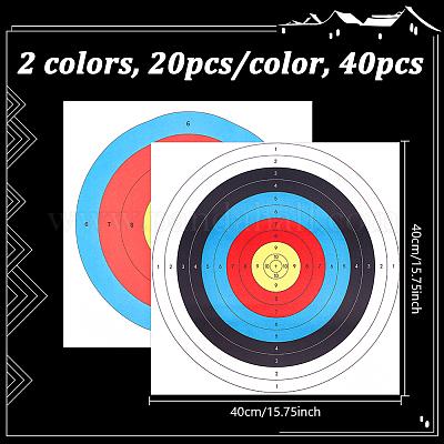 40 шт. 2-х цветная бумажная мишень AJEW-NB0006-27-1
