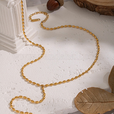 Овальные шариковые цепочки из нержавеющей стали 304 Y для женщин NJEW-Z104-02G-1