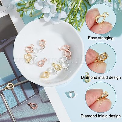 18 шт. 6 стильных латунных трубчатых держателя со стразами FIND-NB0003-06-1