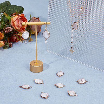 10 шт. гальванизированные натуральные жемчужины Кеши плоские круглые подвески-коннекторы PEAR-HS0001-11-1