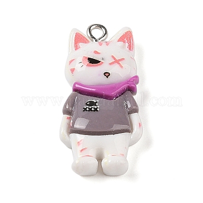 Подвески в виде кошек из непрозрачной смолы RESI-S399-07B-1