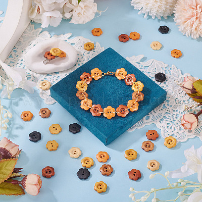 120 шт. 6-х цветные деревянные пуговицы-цветы с 2 отверстиями&nbsp;BUTT-TA0001-40B-1