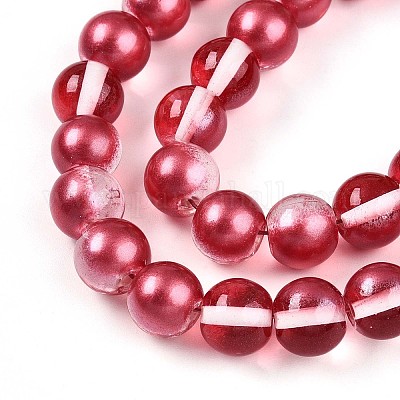 Запекание окрашенные прозрачные стеклянные бусины нити X1-DGLA-N011-10mm-06-1