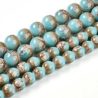 Выпечка окрашенные стеклянные бусины пряди DGLA-N008-8mm-05-1