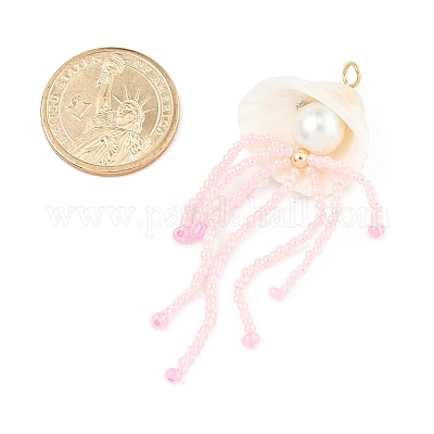 Подвески из натурального ракушечного и стеклянного жемчуга большие PALLOY-FS00031-1