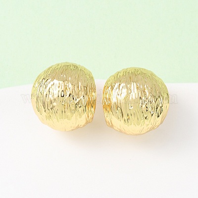 Текстурированные круглые латунные серьги-гвоздики EJEW-D346-09G-1