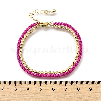 Браслеты из латунных бусин в два ряда BJEW-U040-02G-01-1