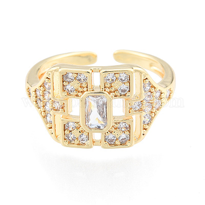 Открытое кольцо-манжета со снежинкой из кубического циркония RJEW-N035-136-1