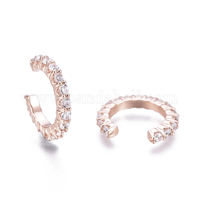 Латунные серьги-манжеты из прозрачного кубического циркония EJEW-I249-14RG-1