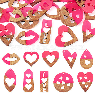 20 шт. подвески из смолы и ореха в двух стилях WOOD-TA0002-73B-1