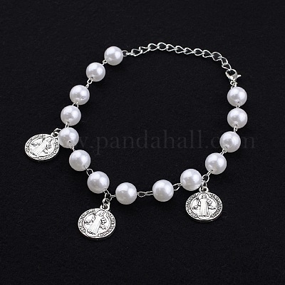 Винтажный плоский круглый браслет из нержавеющей стали с подвесками в виде святого Бенедикта RY1867-1