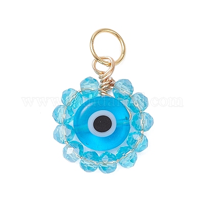 7 шт. подвески из стеклянных бусин ручной работы в технике лэмпворк 7 цветов PALLOY-JF04515-1