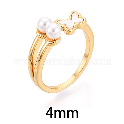 Закрепки колец-колец в форме бабочки из латуни и ракушек KK-N274-19G-1