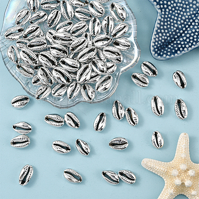 80 шт. гальванизированные натуральные бусины из ракушек каури BSHE-LT0001-06P-1