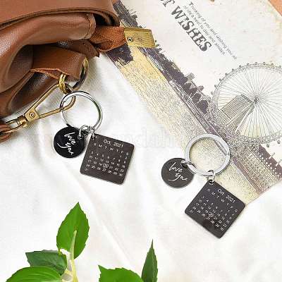 Брелок из нержавеющей стали с гравировкой и датой KEYC-A028-EB&P-1