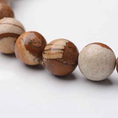 Браслеты из натуральной яшмы с круглыми бусинами BJEW-F203-03-1