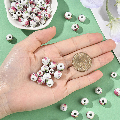 100шт 2 стиля фарфоровые бусины ручной работы PORC-SP0001-07-1