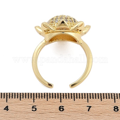 Кольца-манжеты из латуни с микро-паве и прозрачным циркониевым покрытием для женщин RJEW-M028-66G-1