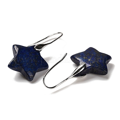 Серьги-подвески в форме звезды из натурального лазурита EJEW-I315-03P-13-1