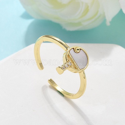 Латунные кольца-манжеты с микропаве и прозрачным цирконием для женщин RJEW-C126-08G-1