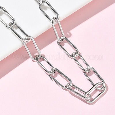 304 нержавеющая сталь цепочки-скрепки ожерелья NJEW-Z102-02P-1