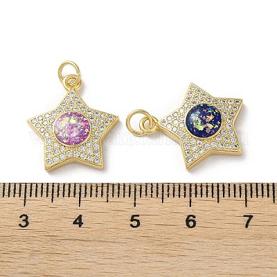 Латунные микропаве прозрачные подвески с фианитом KK-C045-23G-1