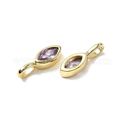 Подвески из латуни с микропаве из кубических цирконий в форме конского глаза KK-C134-17B-1