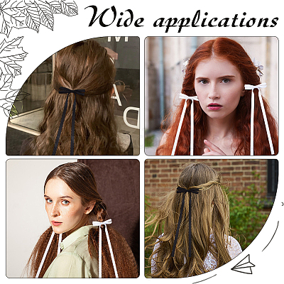 Заколки для волос из кожи аллигатора с большим бантом из полиэстера AJEW-CP0008-39B-1