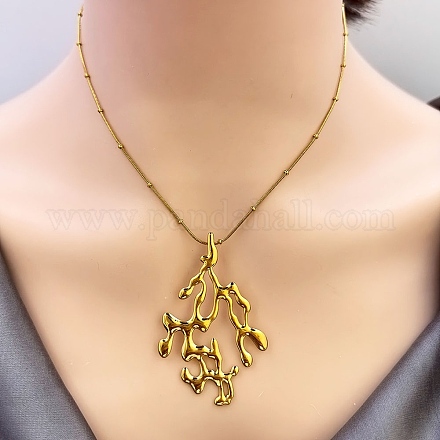 Женские подвески в форме коралла из нержавеющей стали 304 NJEW-L467-04G-1