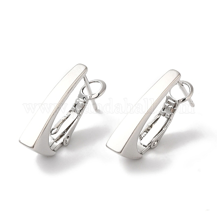 Прямоугольные латунные серьги-кольца для женщин EJEW-U008-03P-1