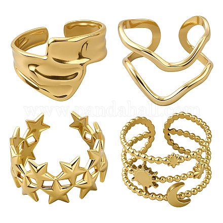 4 шт. 4 стиля кольца-манжеты из сплава RJEW-HY0001-14-1