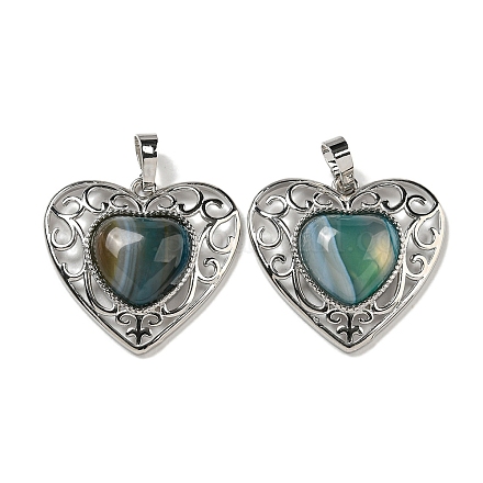 Подвески в виде сердца любви персикового цвета с полосками из натурального агата G-G158-01Y-1