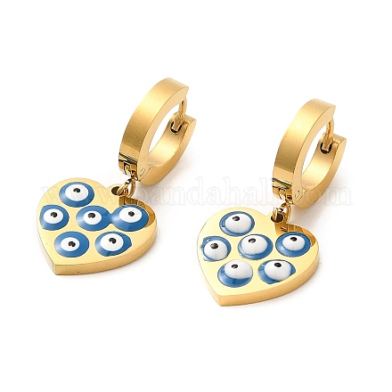 Серьги-кольца в форме сердца из нержавеющей стали 304 с ионным покрытием (IP) STAS-D089-04G-1