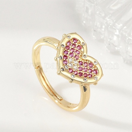 Регулируемые латунные кольца из микро-паве кубического циркония RJEW-S400-03G-1