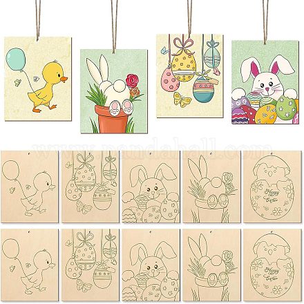 1 комплект необработанных деревянных подвесных украшений для самостоятельной росписи WOOD-SP0001-32-1