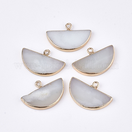 Гальванические подвески из натурального амазонита полукруглые G-S344-87G-1